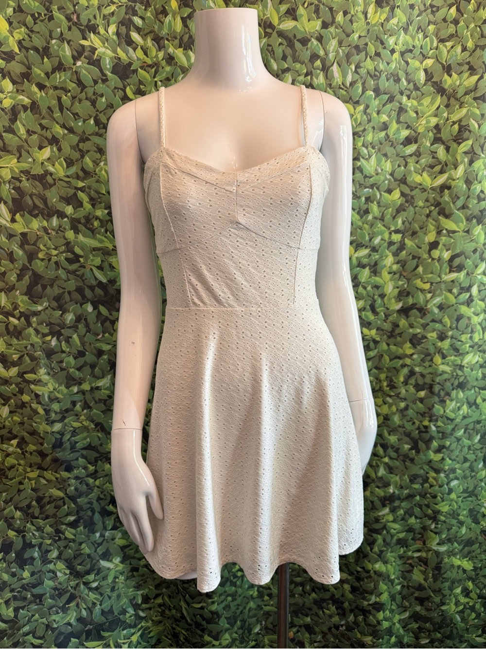 Aeropostale Ivory Eyelet Spaghetti Strap Mini Dress